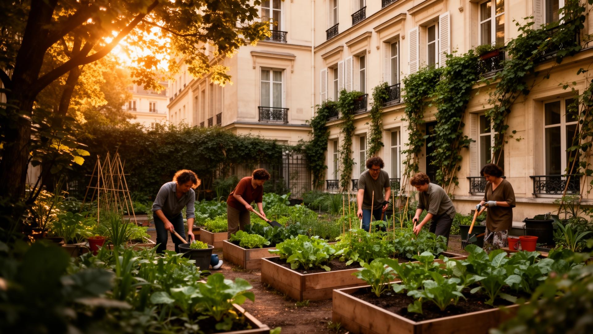 Jardin partagé en copropriété parisienne